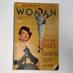Vintage 1954 WOMAN Magazine – Christian Dior Guide to Style • Mid-Century